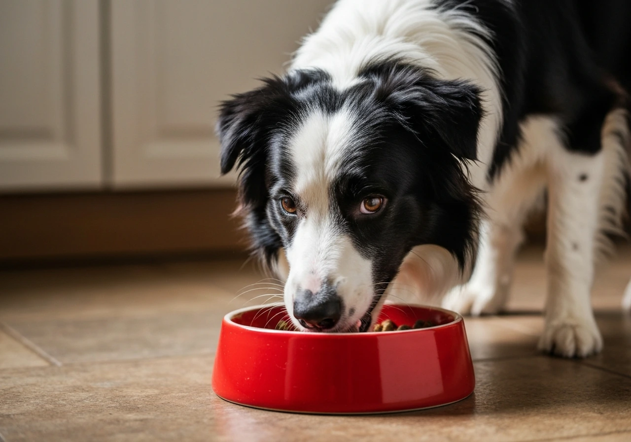 Border Collie at feeding time