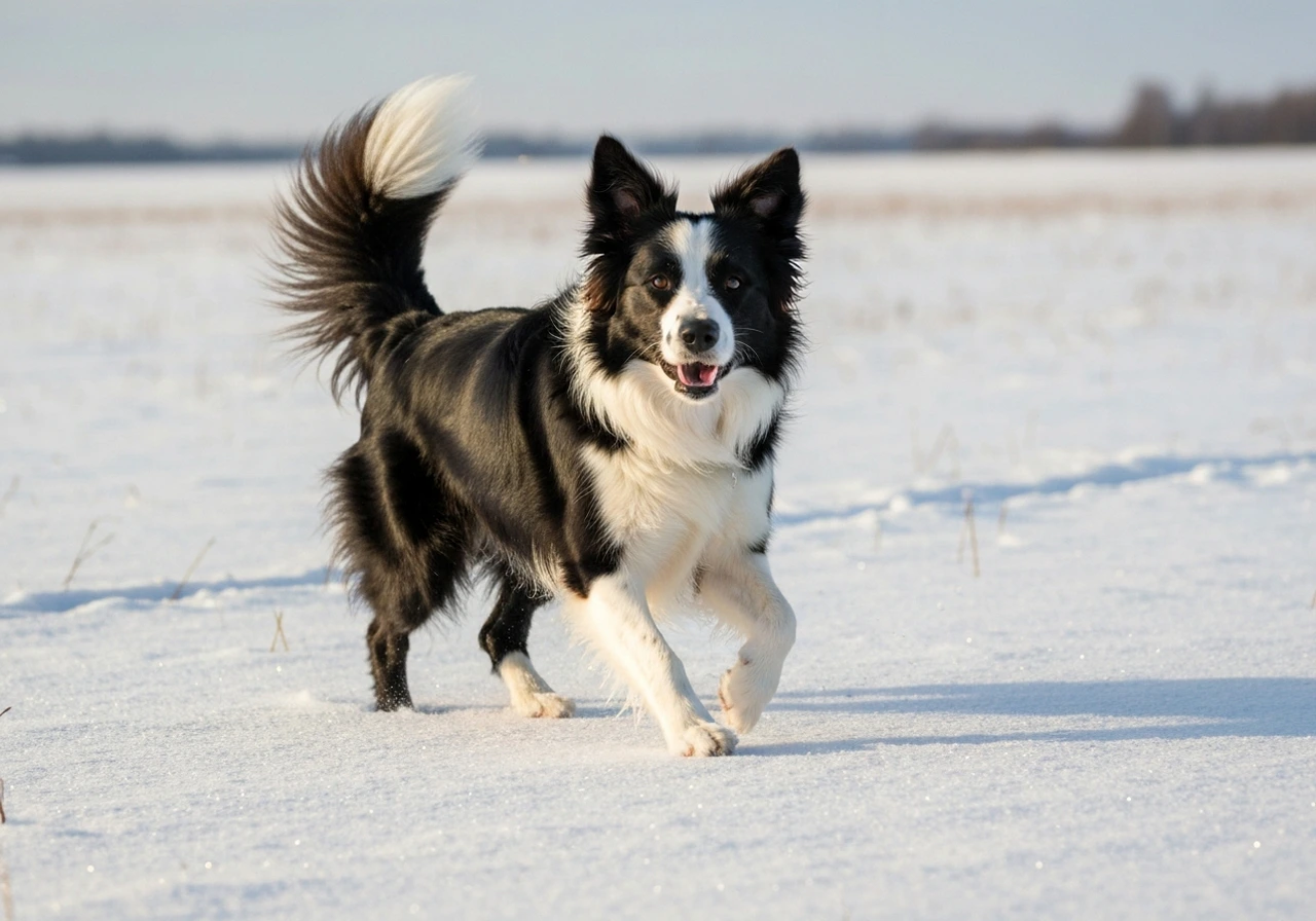 Border Collie on a winter walk