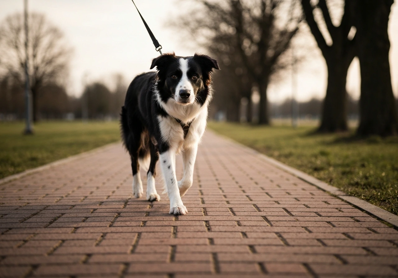 Border Collie on a gentle walk