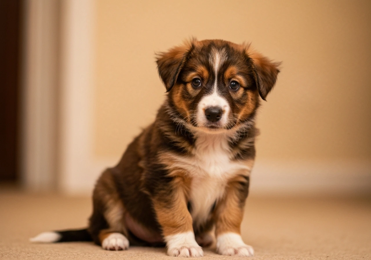 Border Collie puppy resting calmly