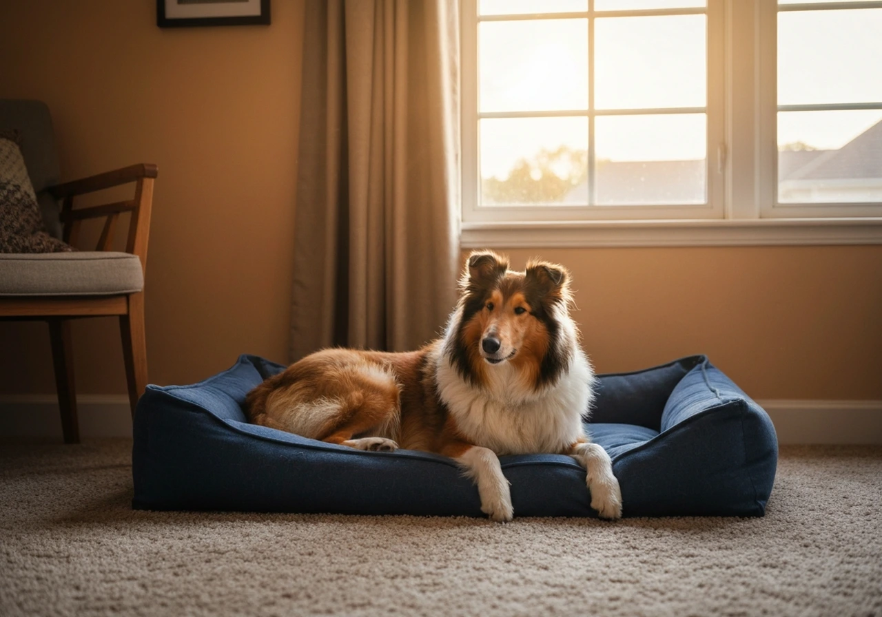 Collie resting at home