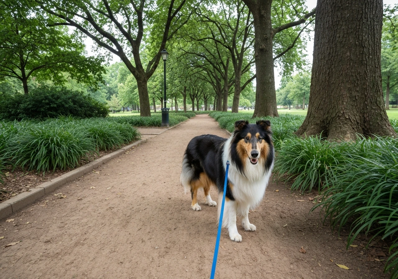 Collie on a daily walk