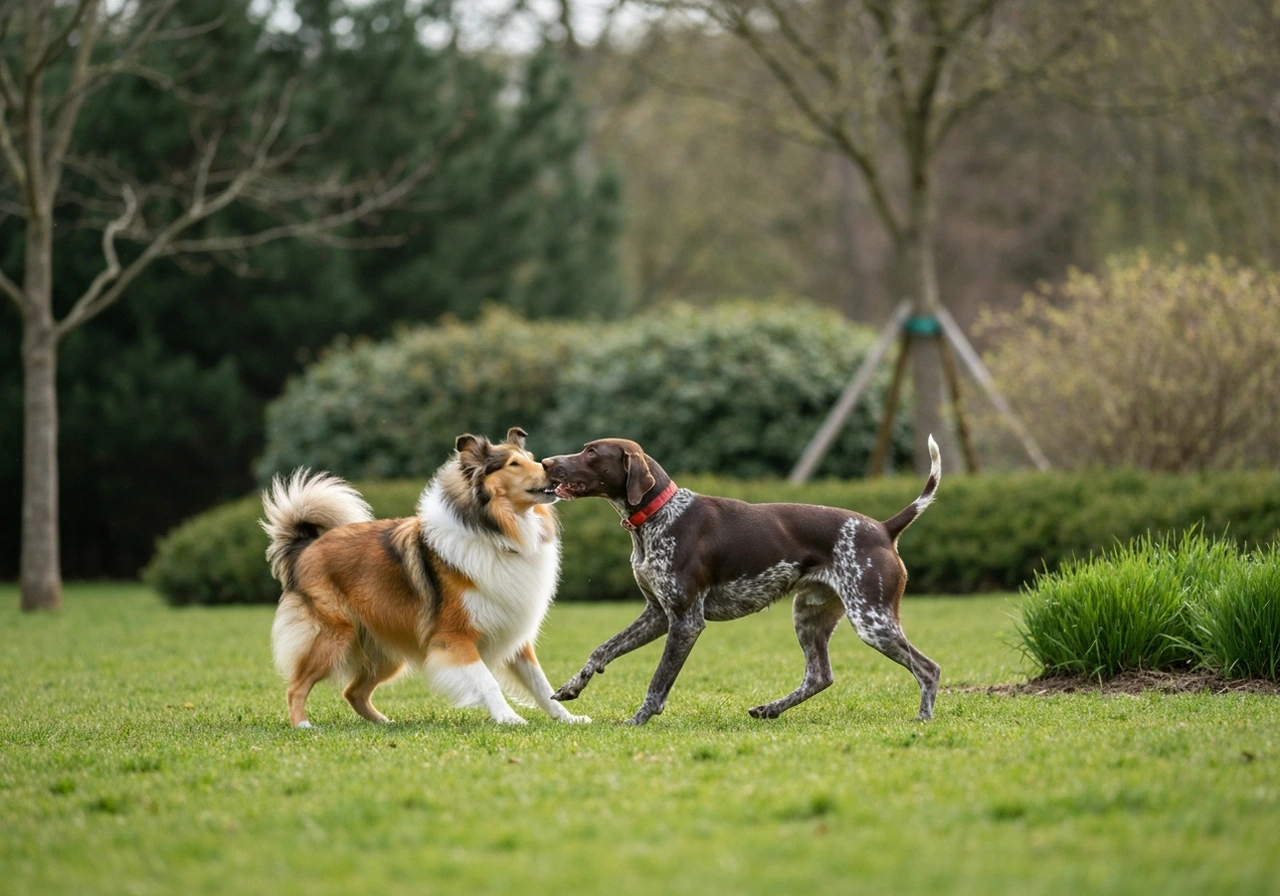 Collie responding to recall around other dogs